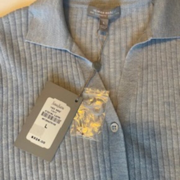 NWT Neiman Marcus Cashmere Cardigan Sweater: Light Blue, Size L - Picture 2 of 5